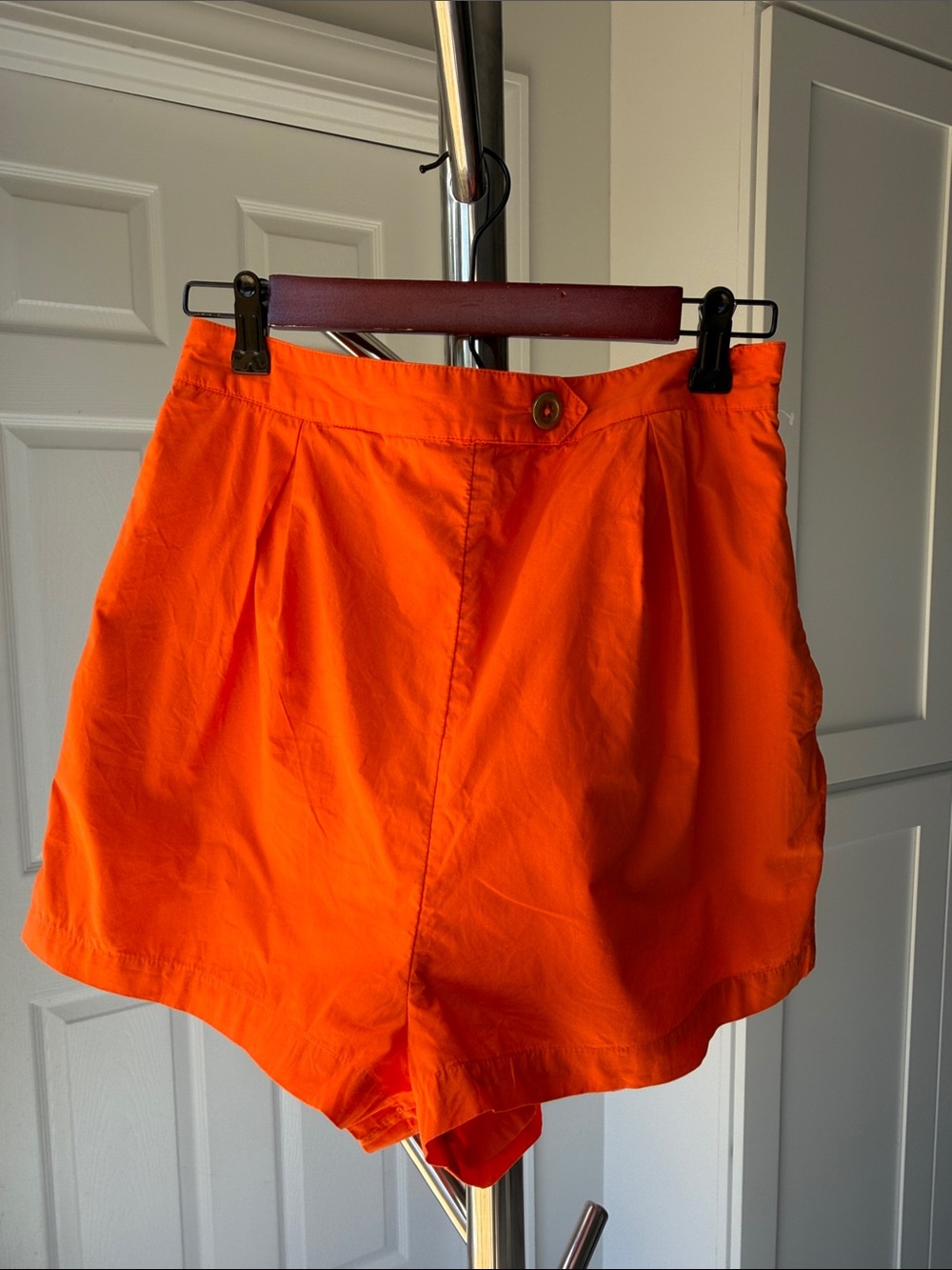 Maeve High Waist Orange Women's Shorts, Size US 6.